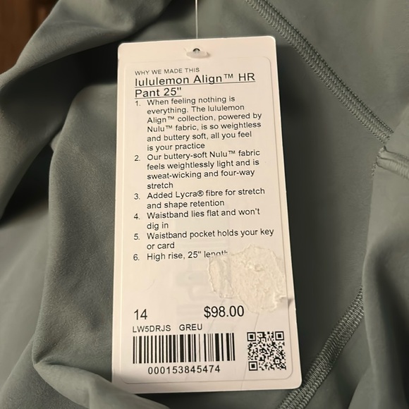 LULULEMON NWT Align™ High-Rise 25" leggings. Size 14. Green eucalyptus l. - Picture 5 of 7